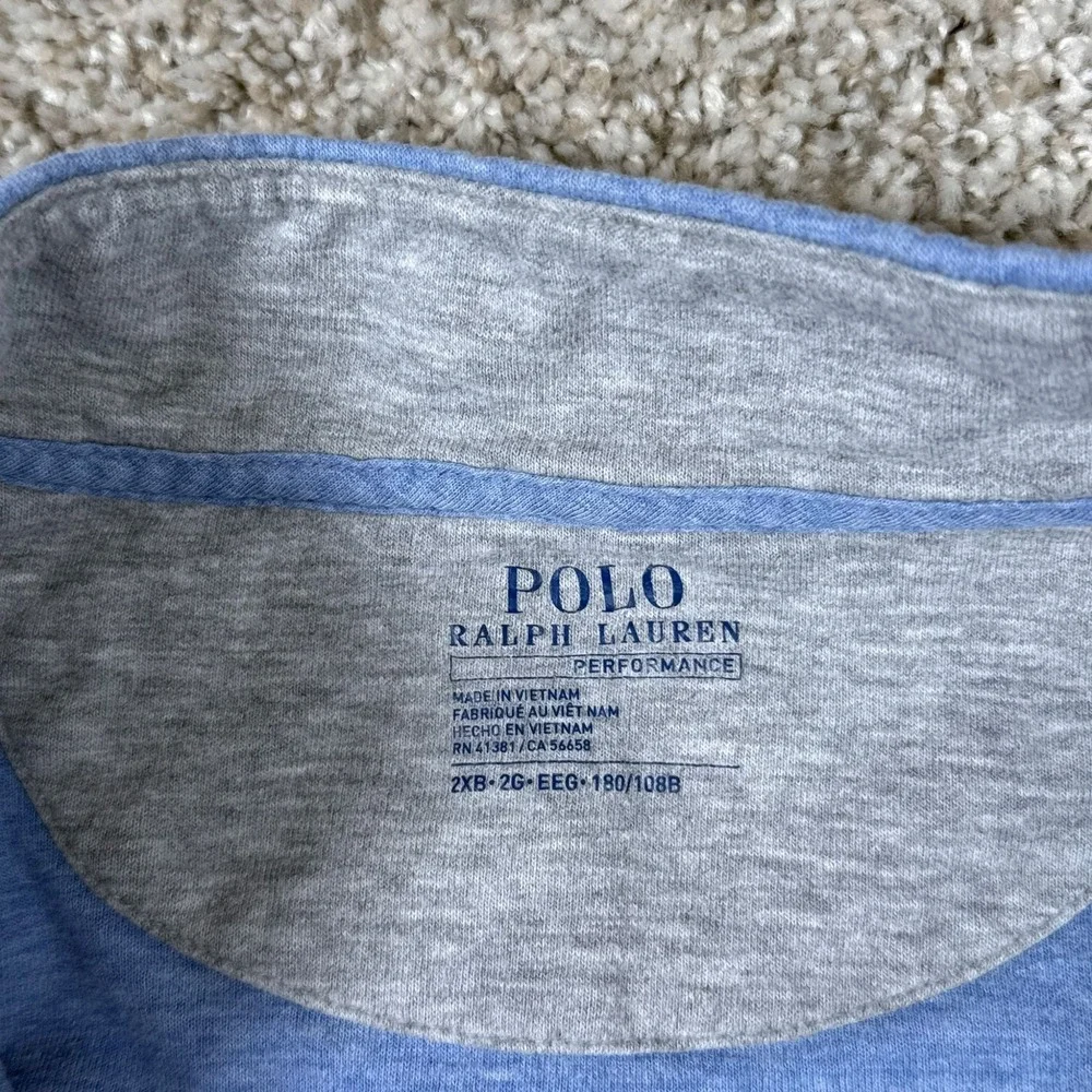Polo Ralph Lauren Quarter Zip Mens 2XB Performance Pullover Heather Blue Sweater
